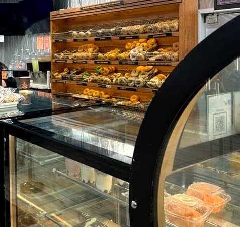 Bagel wall with sesame, everything, and salt bagels